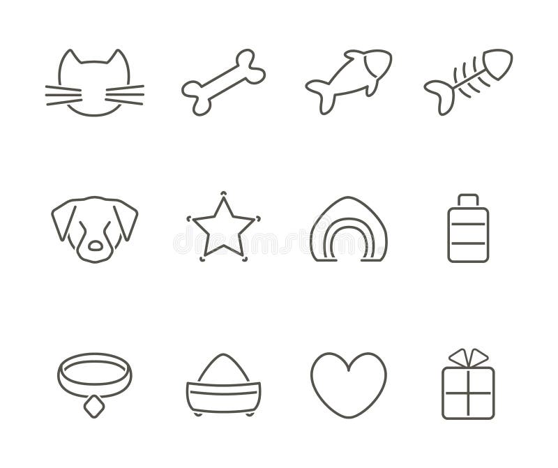 Pets line icons set royalty free illustration