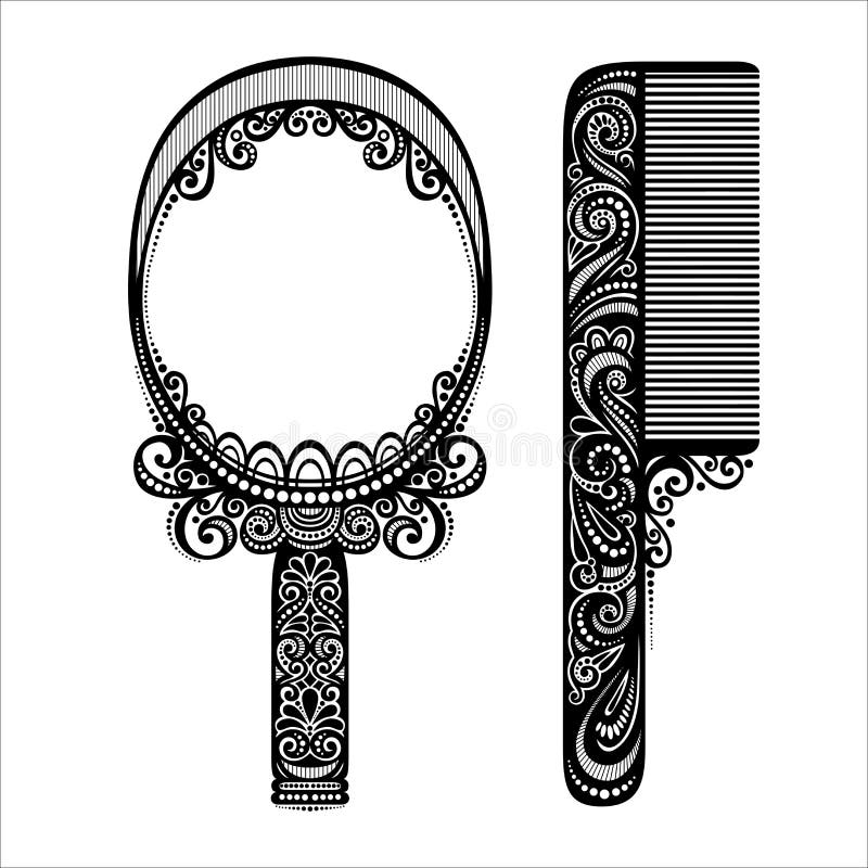 Pettine decorato con lo specchio illustrazione vettoriale Pettine decorato con lo specchio illustrazione vettoriale