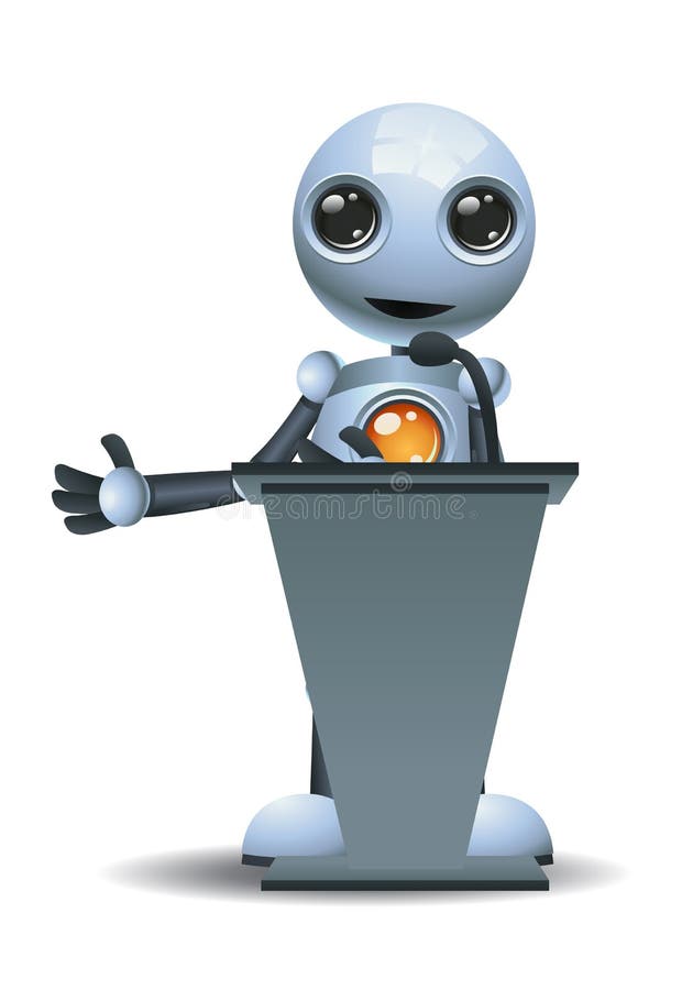 Peu de discours de robot sur le podium illustration libre de droits Peu de discours de robot sur le podium illustration libre de droits
