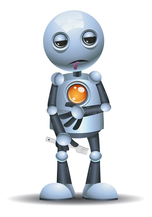 Peu fourchette affamée de prise de robot illustration libre de droits Peu fourchette affamée de prise de robot illustration libre de droits