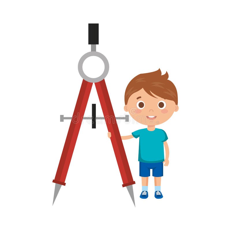 Peu étudiant de garçon avec le caractère de boussole illustration libre de droits Peu étudiant de garçon avec le caractère de boussole illustration libre de droits