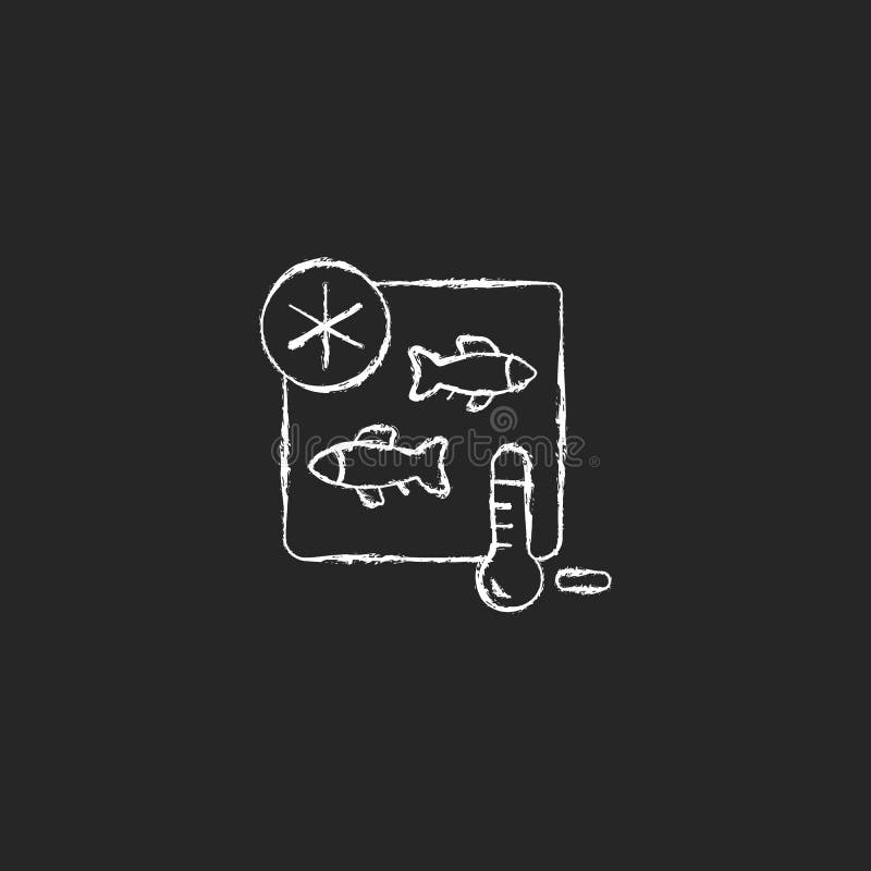 Pez que almacena el icono blanco tiza en el fondo oscuro ilustración del vector