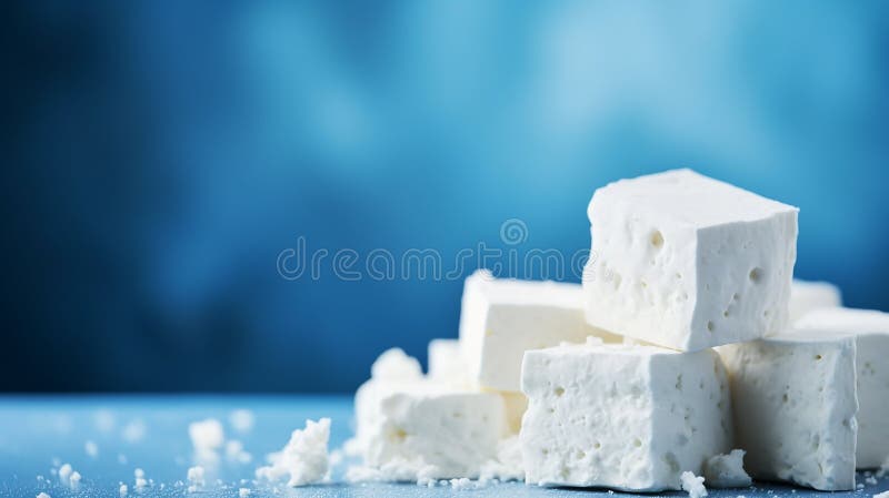 Pezzi di formaggio feta su un semplice spazio di copia in background royalty illustrazione gratis