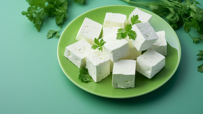 Pezzi di formaggio feta su un semplice spazio di copia in background royalty illustrazione gratis