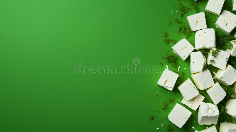 Pezzi di formaggio feta su un semplice spazio di copia in background illustrazione di stock