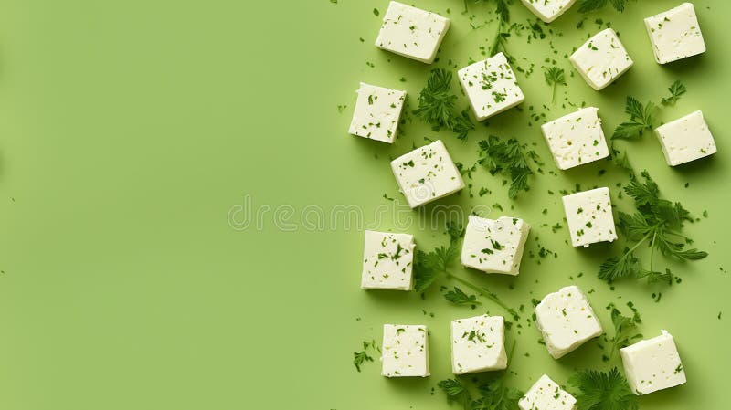 Pezzi di formaggio feta su un semplice spazio di copia in background royalty illustrazione gratis