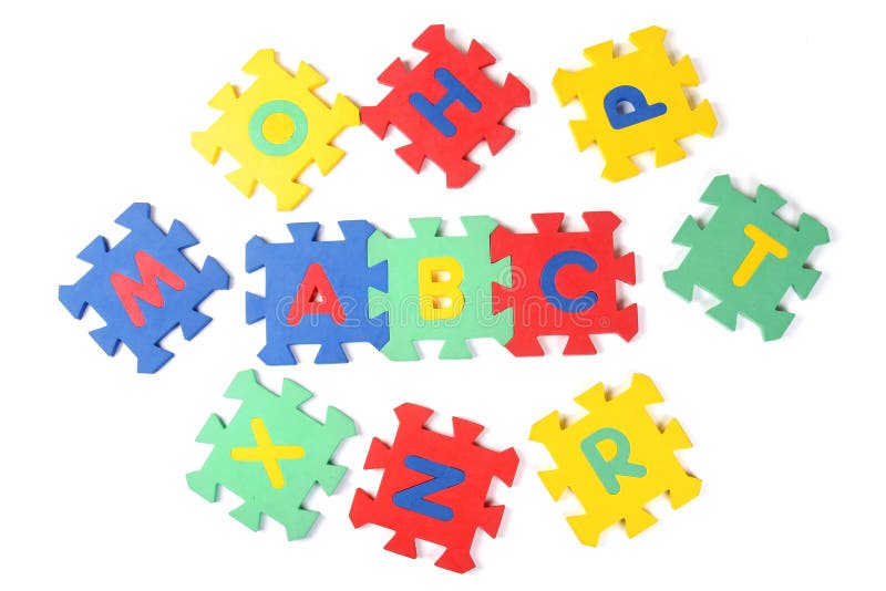 Pezzi di puzzle dell'alfabeto immagine stock