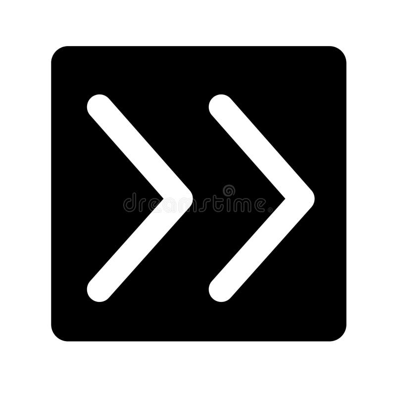 Pfeilbox Doppeltes Rechtes Symbol Isoliert Auf Weißem Hintergrund Stock Abbildung Illustration