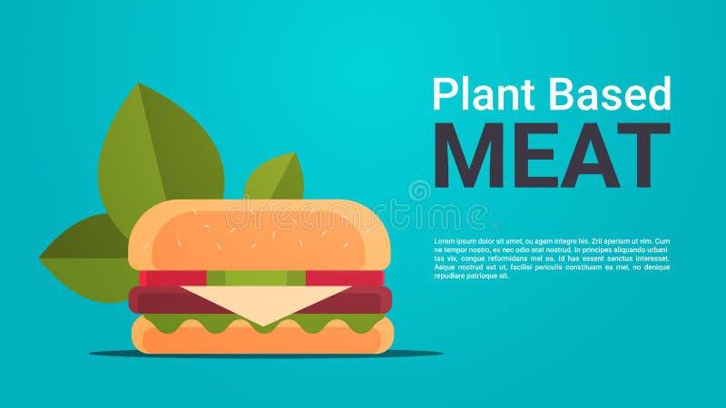 Plant based beyond meat hamburger healthy lifestyle vegetarian food concept horizontal copy space vector illustration. Plant based beyond meat hamburger healthy lifestyle vegetarian food concept horizontal copy space vector illustration