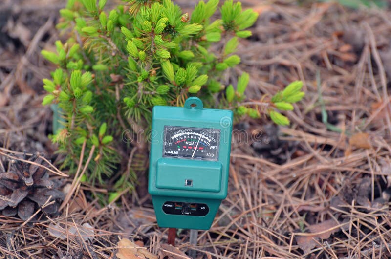 PH-meter in the garden.