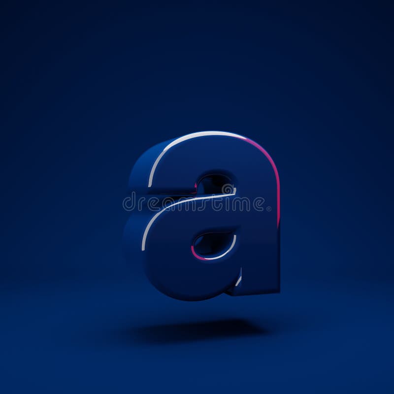 Phantom Blue 3d letter A lowercase stock illustration
