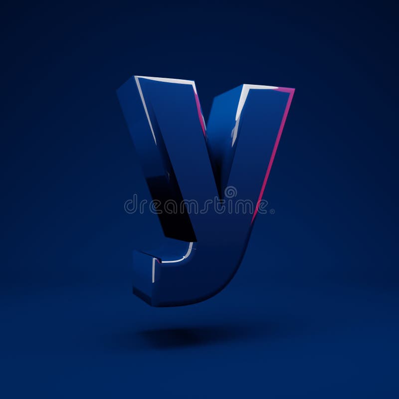 Phantom Blue 3d letter Y lowercase stock illustration