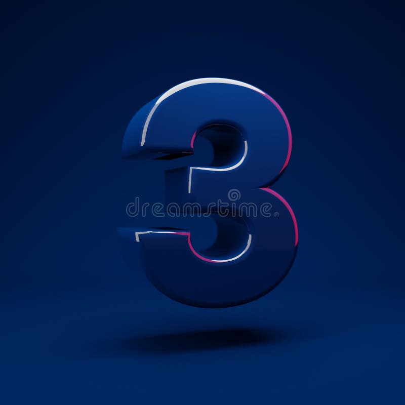 Phantom Blue 3d number 3 vector illustration