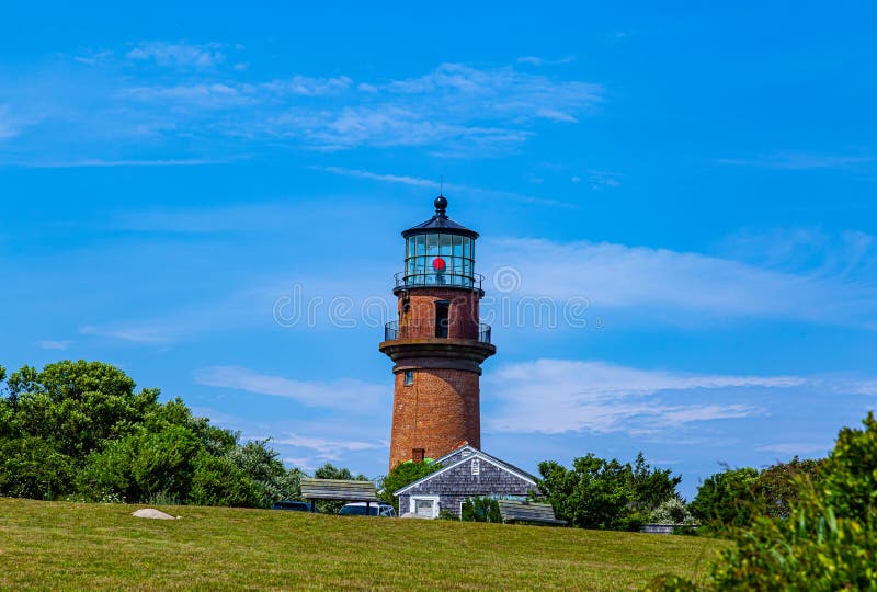 Phare Gay Head avec feu rouge Martha's Vineyard photos libres de droits Phare Gay Head avec feu rouge Martha's Vineyard photos libres de droits