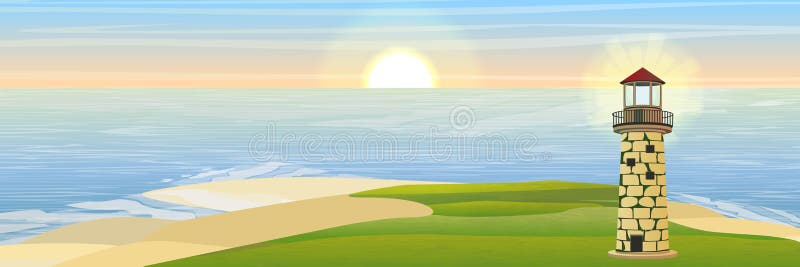 Phare sur la baie illustration stock Phare sur la baie illustration stock