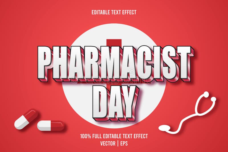 Pharmacist Day Editable Text Effect Stock Vector - Illustration of ...