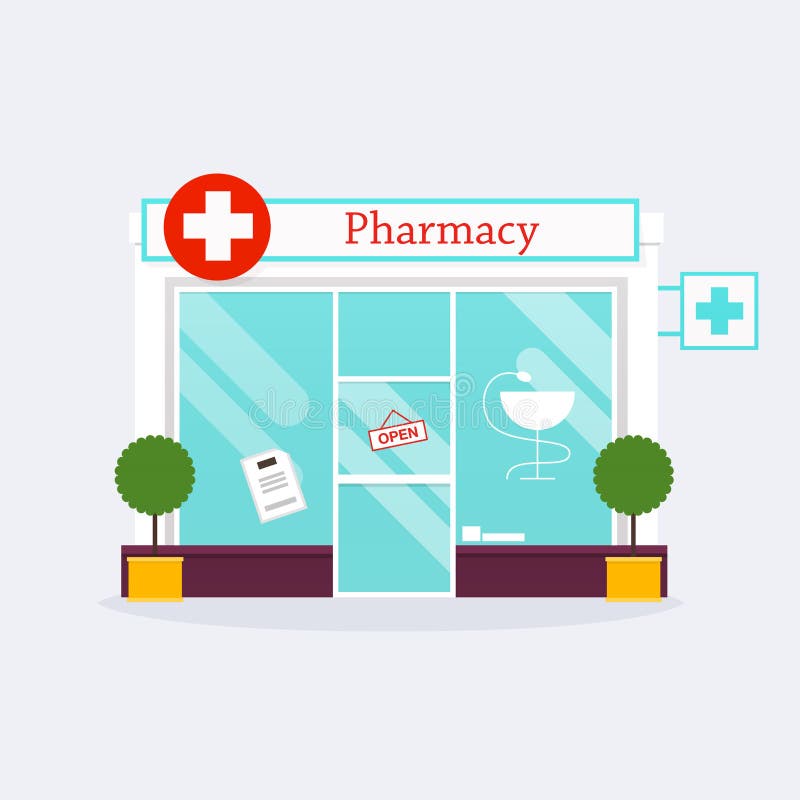 Pharmacy drugstore shop facade. royalty free illustration Pharmacy drugstore shop facade. royalty free illustration