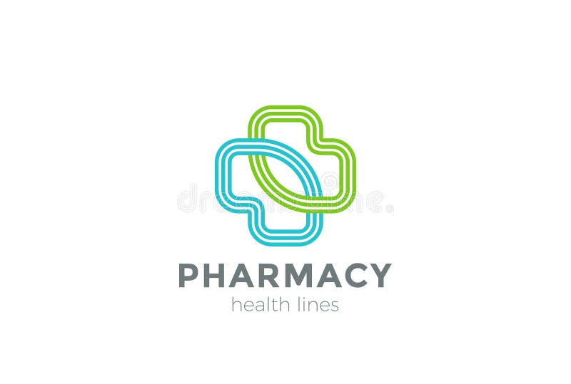 Pharmacy Logo cross design vector Linear. Clinic