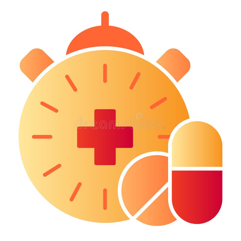 Pharmacy Time Flat Icon Medication Time Color Icons In Trendy Flat Style Pills And Clock Gradient Style Design Stock Vector Illustration Of Painkiller Editable