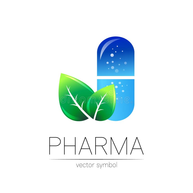 Pharmacy Vector Symbol with Green Leaf for Pharmacist, Pharma Store ...