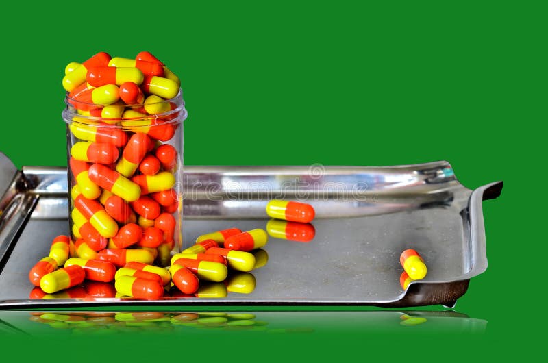 Pharmacy vial with pill stock photo. Image of medication 38452936