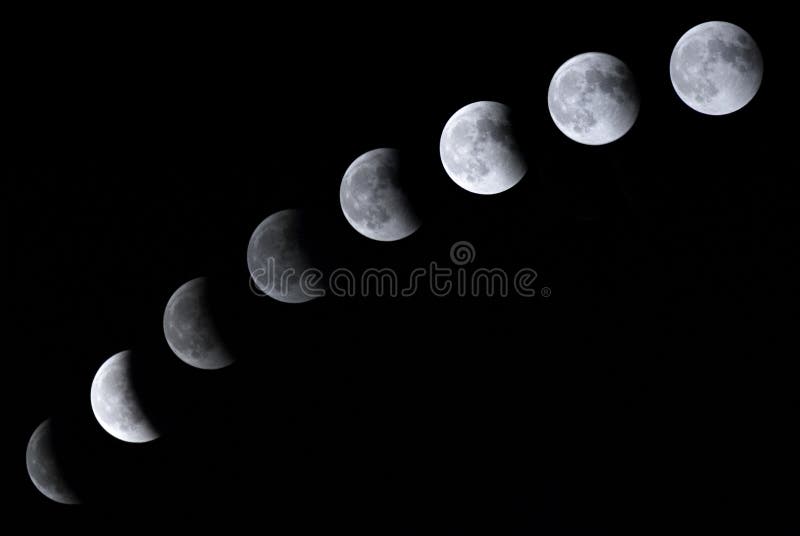 Phasen einer Mondfinsternis lizenzfreie stockfotografie Phasen einer Mondfinsternis lizenzfreie stockfotografie
