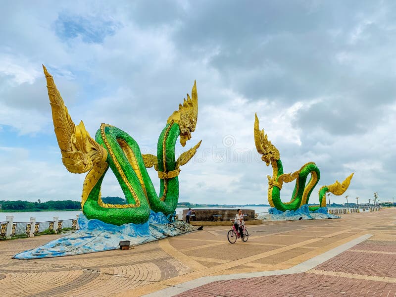 Phayanak or Naga king of snake Statue in Nong Khai, Thailand stock photo Phayanak or Naga king of snake Statue in Nong Khai, Thailand stock photo