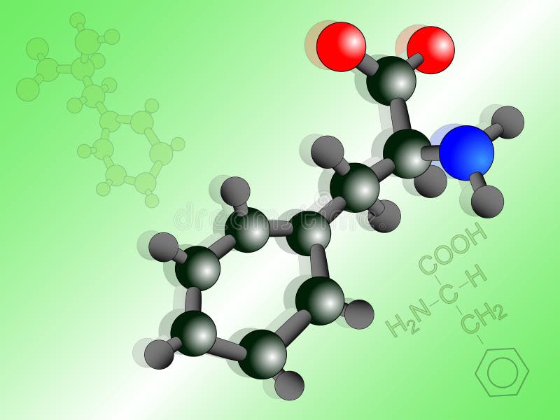 Phenylalanine molecule illustration royalty free illustration