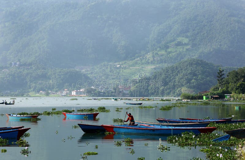 Phewa lake is the second largest lake in Nepal stock photos Phewa lake is the second largest lake in Nepal stock photos