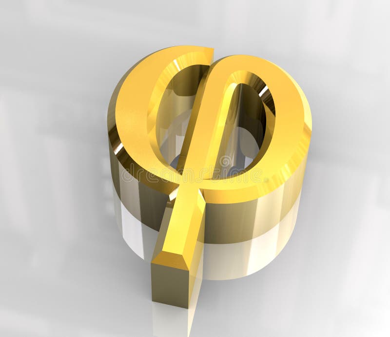 Phi symbol in gold (3d)