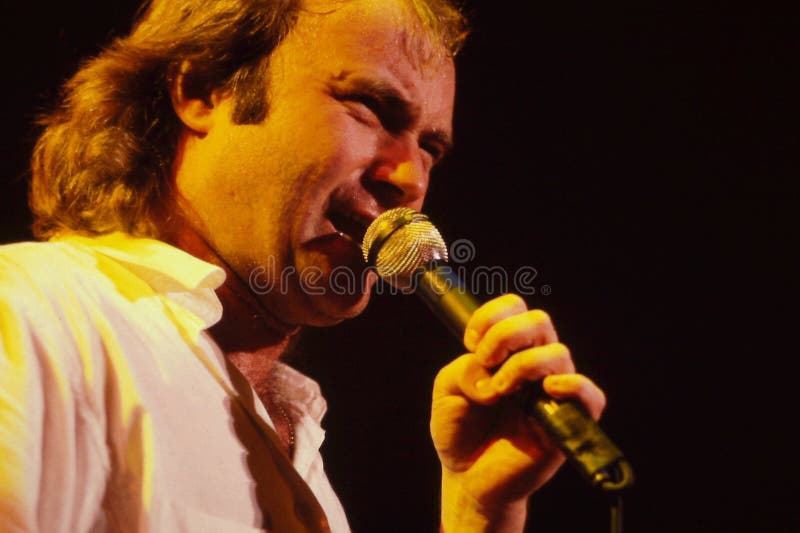 Phil Collins former singer/drummer for band Genesis. (image taken from color slide). Phil Collins former singer/drummer for band Genesis. (image taken from color slide)