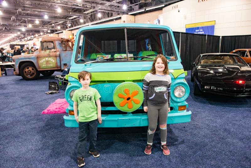 PHILADELPHIA, PA - Feb 3: the Scooby Doo Mystery Time Machine Van at the 2018 Philadelphia Auto Show