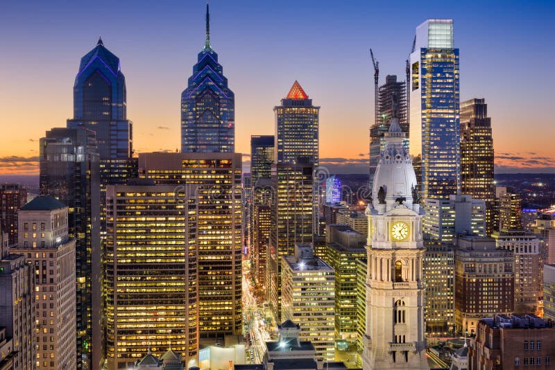 Philadelphia, Pennsylvania Skyline Stock Image - Image of clocktower ...