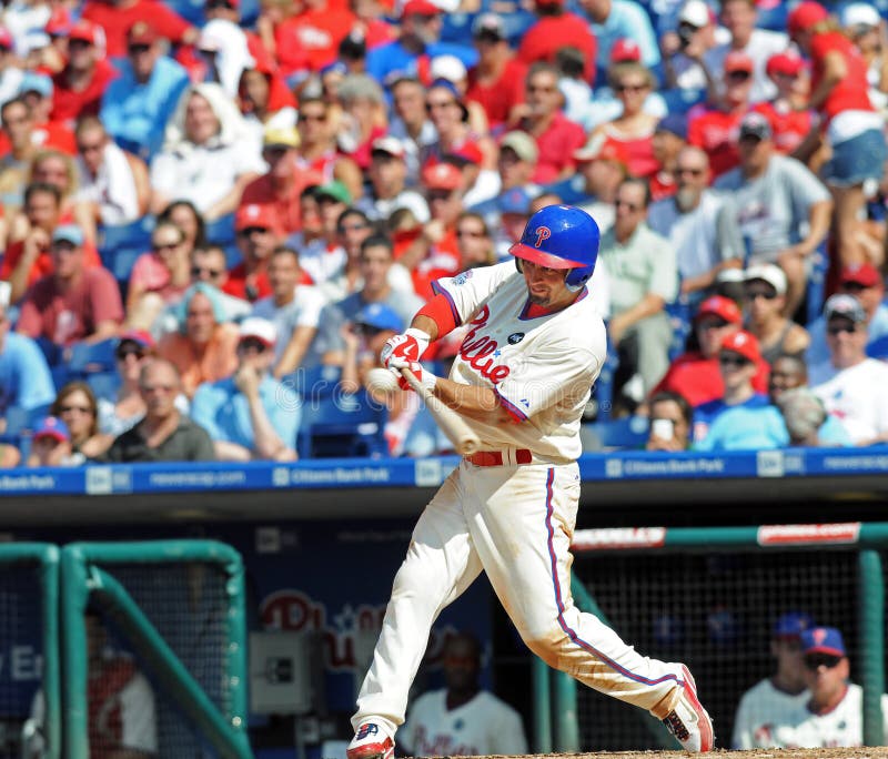 PHILADELPHIA - JULY 26: Phillies centerfielder Shane Victorino connects on a pitch July 26, 2009 in Philadelphia against the Cardinals. PHILADELPHIA - JULY 26: Phillies centerfielder Shane Victorino connects on a pitch July 26, 2009 in Philadelphia against the Cardinals.