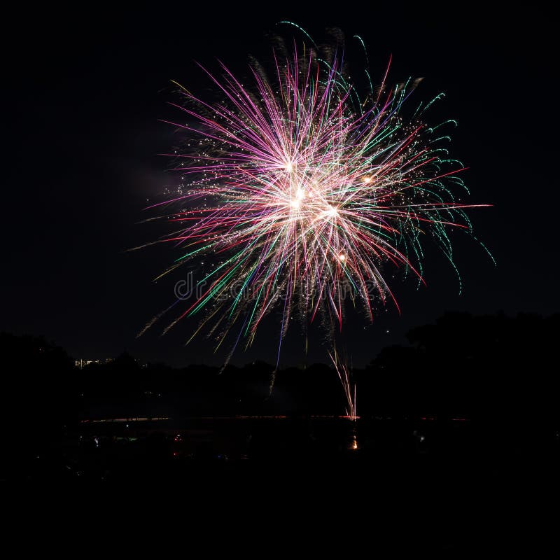 Philadelphia 4th of July Firework. View from Fairmount Park Stock Photo
