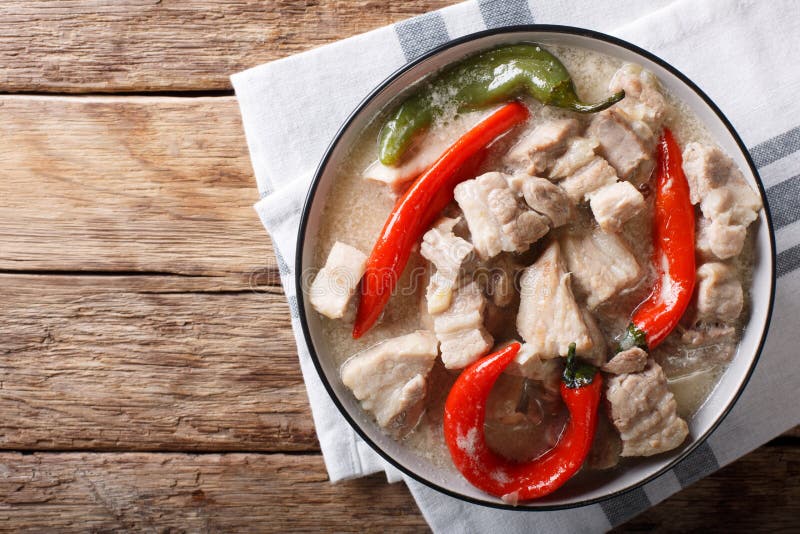 Philippine food: bicol express from a pork belly and coconut mil