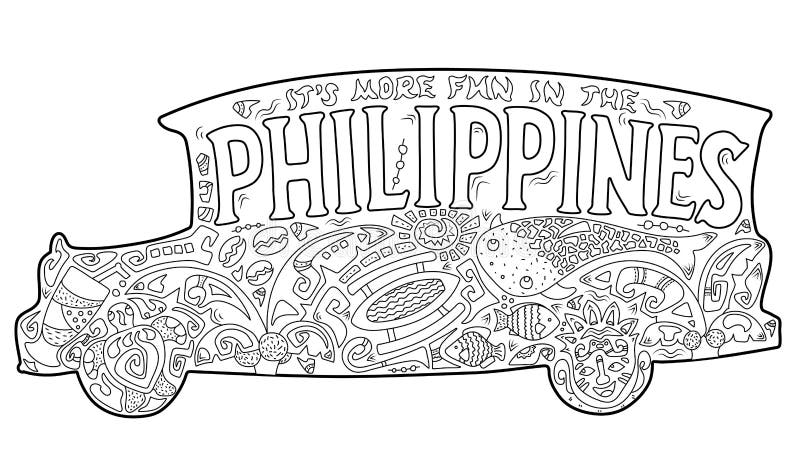 philippine jeepney with tribal ornament palm tree whale