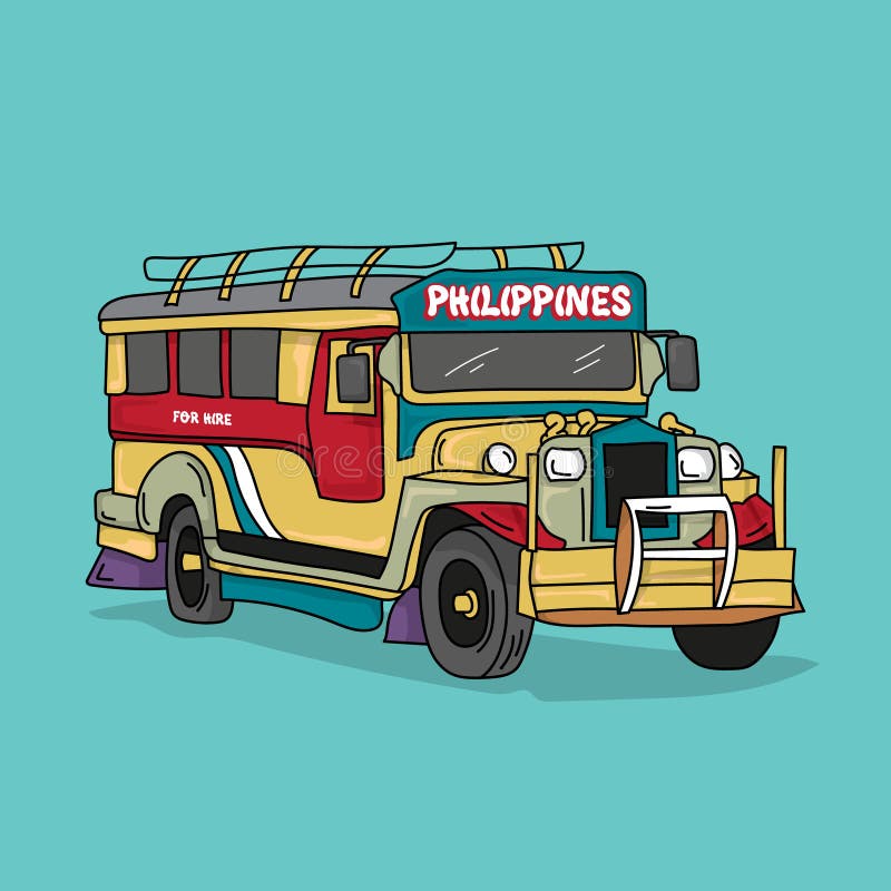 Philippine jeepney cartoon vector image on VectorStock | Jeepney, Jeep  drawing, Philippine