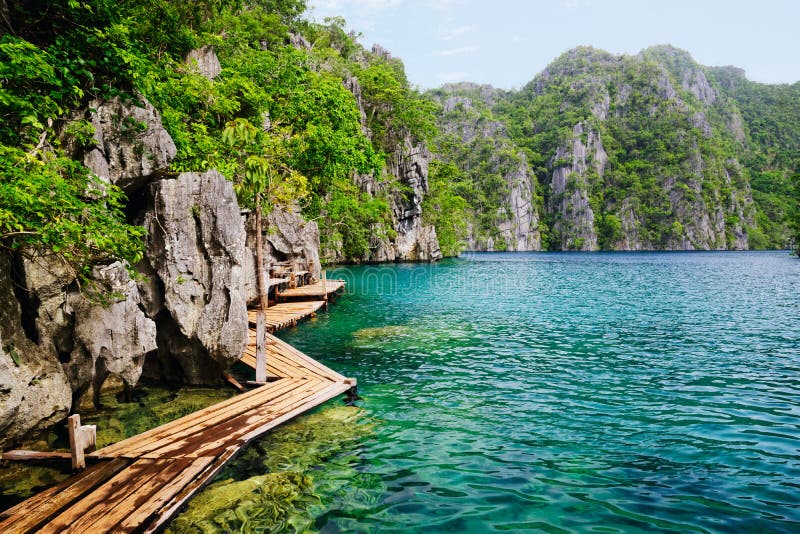 Sobre el corona isla Rodeado de acuerdo caliza acantilados es un turista atracciones sobre el las Filipinas.