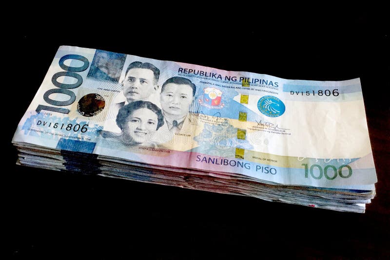 1000 Филиппинских песо. Philippines peso vector Blue.