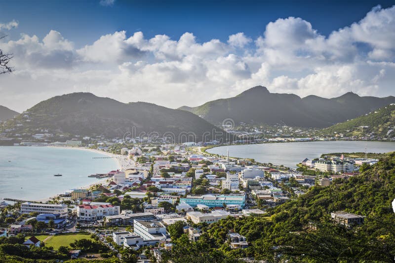 Philipsburg, Sint Maarten, Dutch Antilles cityscape at the Great Salt Pond. Philipsburg, Sint Maarten, Dutch Antilles cityscape at the Great Salt Pond.