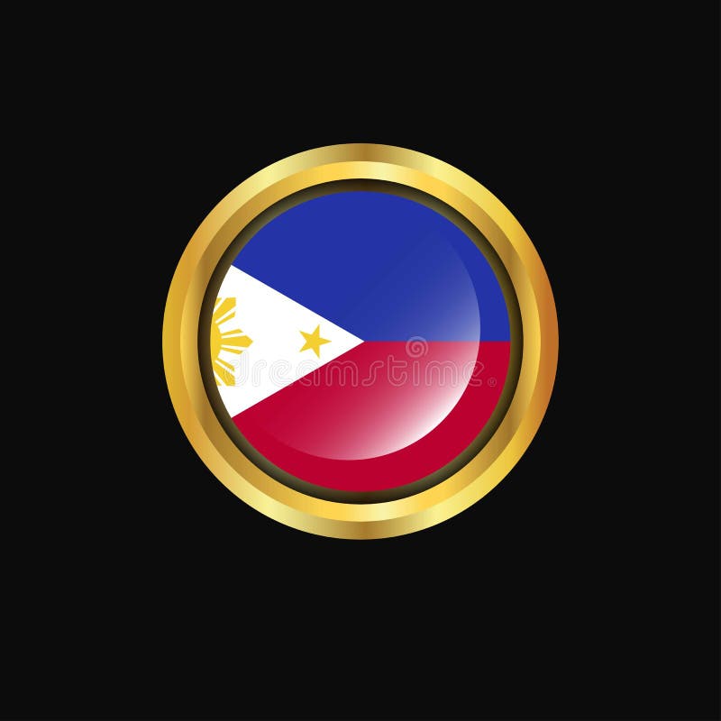 Phillipines flag Golden button vector illustration Phillipines flag Golden button vector illustration