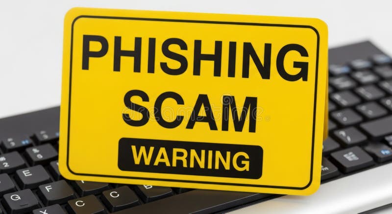 Phishing Scam Warning Sign on Computer Keyboard stock images