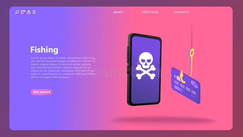 Phishing via isometrische het conceptenillustratie van Internet royalty-vrije illustratie Phishing via isometrische het conceptenillustratie van Internet royalty-vrije illustratie