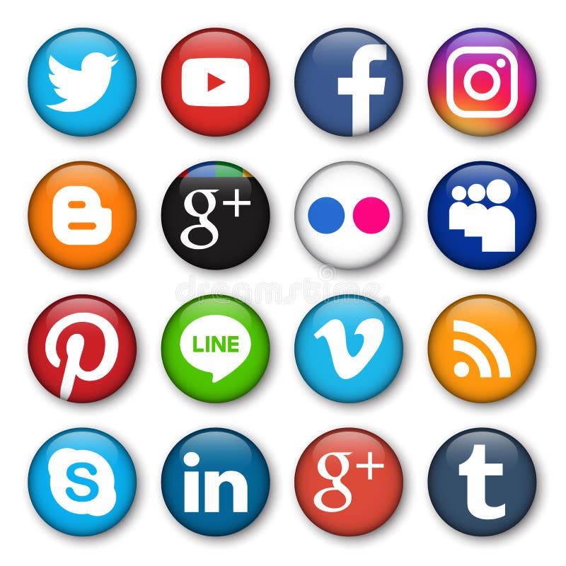 Phitsanulok, Thailand - November 12, 2017 : Vector set of popular social media icon glow botton vector illustration Phitsanulok, Thailand - November 12, 2017 : Vector set of popular social media icon glow botton vector illustration