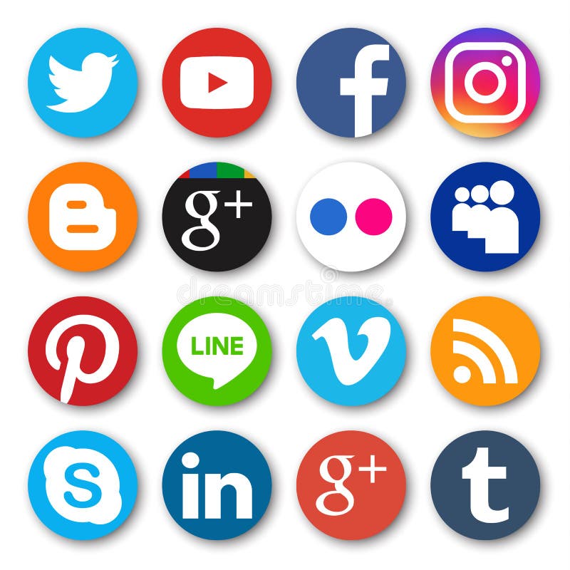 Phitsanulok, Thailand - 22. Oktober 2016: Vektorsatz der populären Social Media-Ikone mit Schatten im weißen Hintergrund vektor abbildung Phitsanulok, Thailand - 22. Oktober 2016: Vektorsatz der populären Social Media-Ikone mit Schatten im weißen Hintergrund vektor abbildung