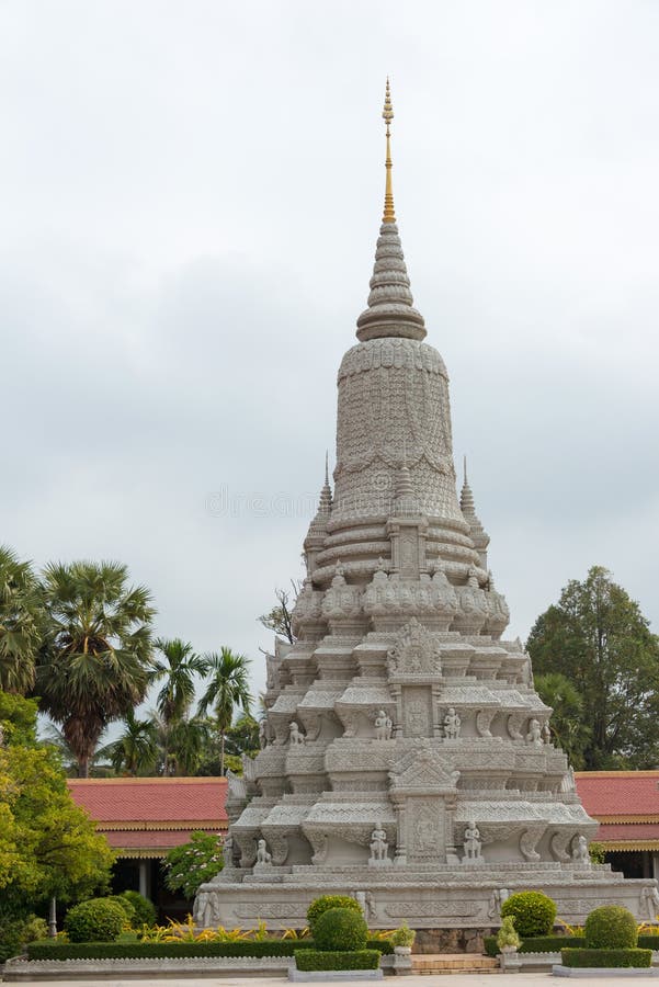Phnom Penh Cambodja - Januari 30 2015: Silverpagod (Wat Preah Keo arkivbilder Phnom Penh Cambodja - Januari 30 2015: Silverpagod (Wat Preah Keo arkivbilder