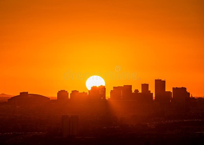 Phoenix Arizona Skyline Sunset Stock Image - Image of skyscraper ...
