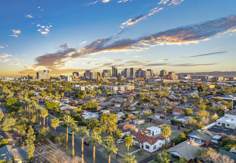 Phoenix, Arizona, USA Drone Skyline Stock Image - Image of phoenix, drone:
