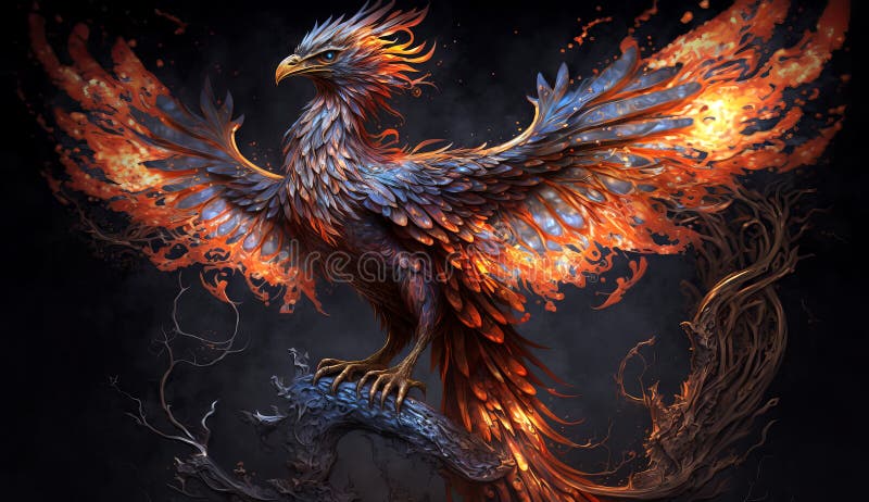 Phoenix Bird Risen from the Ashes, Fire Bird. Burning Bird Stock ...